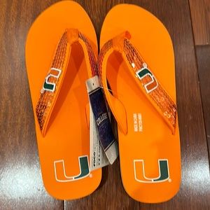 University of Miami flip flops - NWT